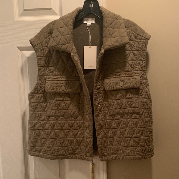 Women's Fall Weather Quilted Button Up Vest in Green - Picture 1 of 10